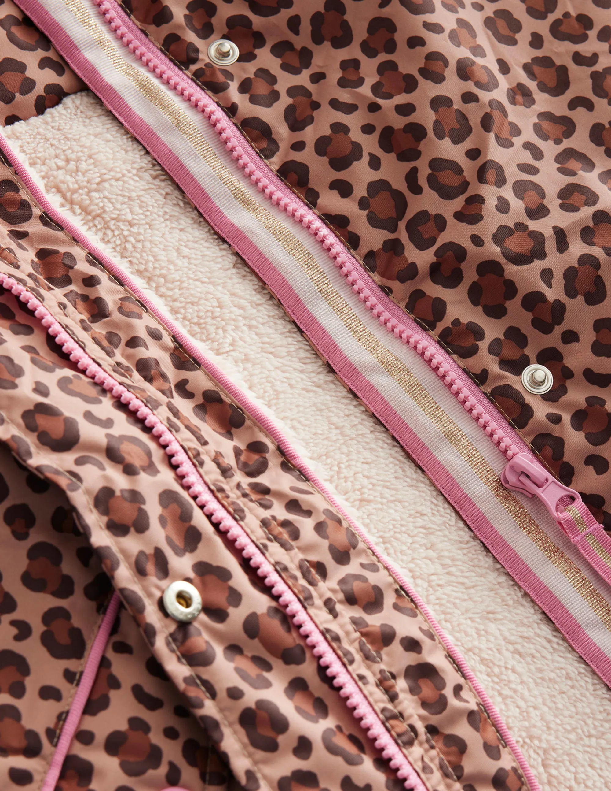Sherpa Lined Anorak-Nut Leopard Print