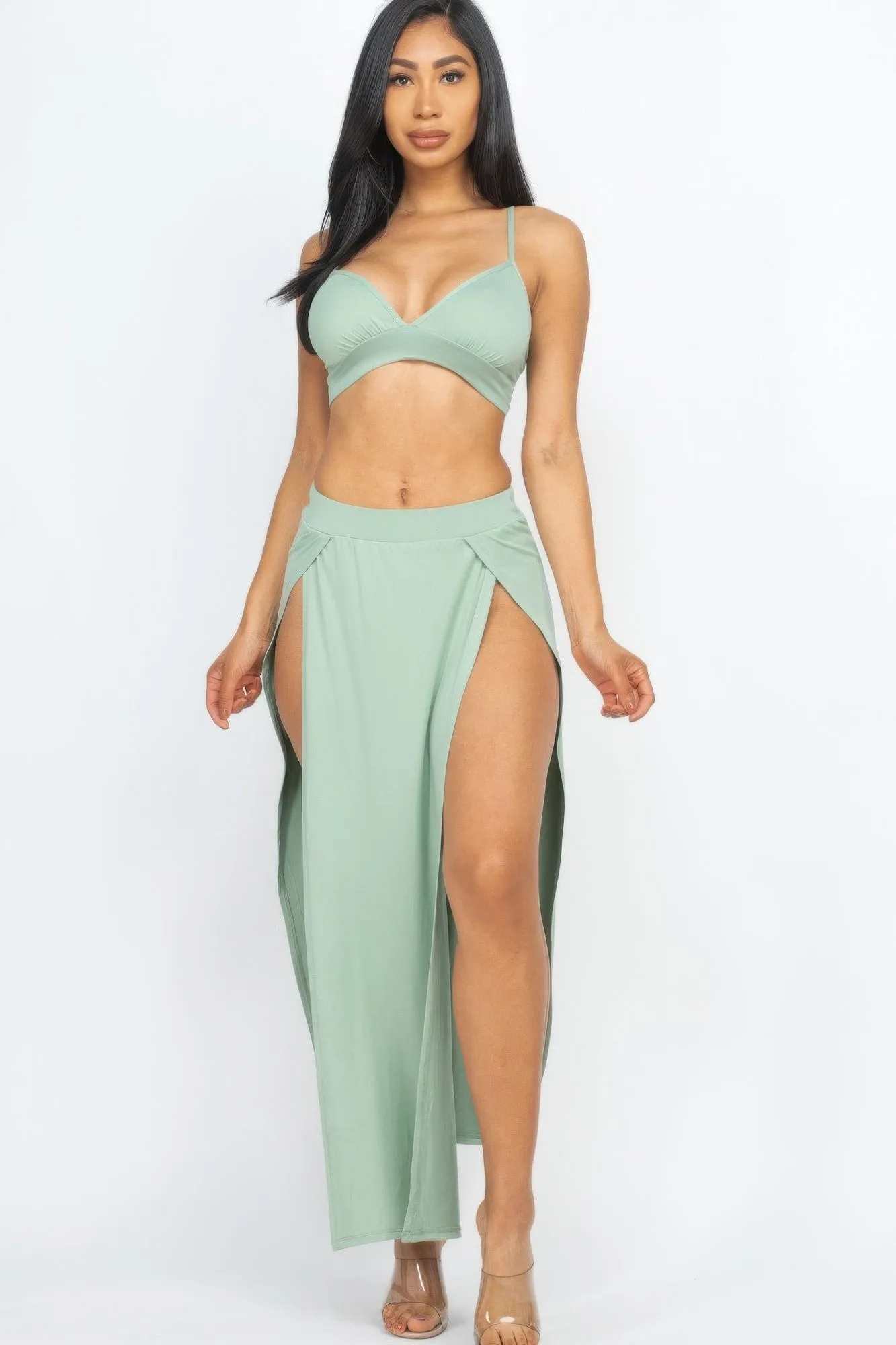 Side Slit Maxi Skirt Set