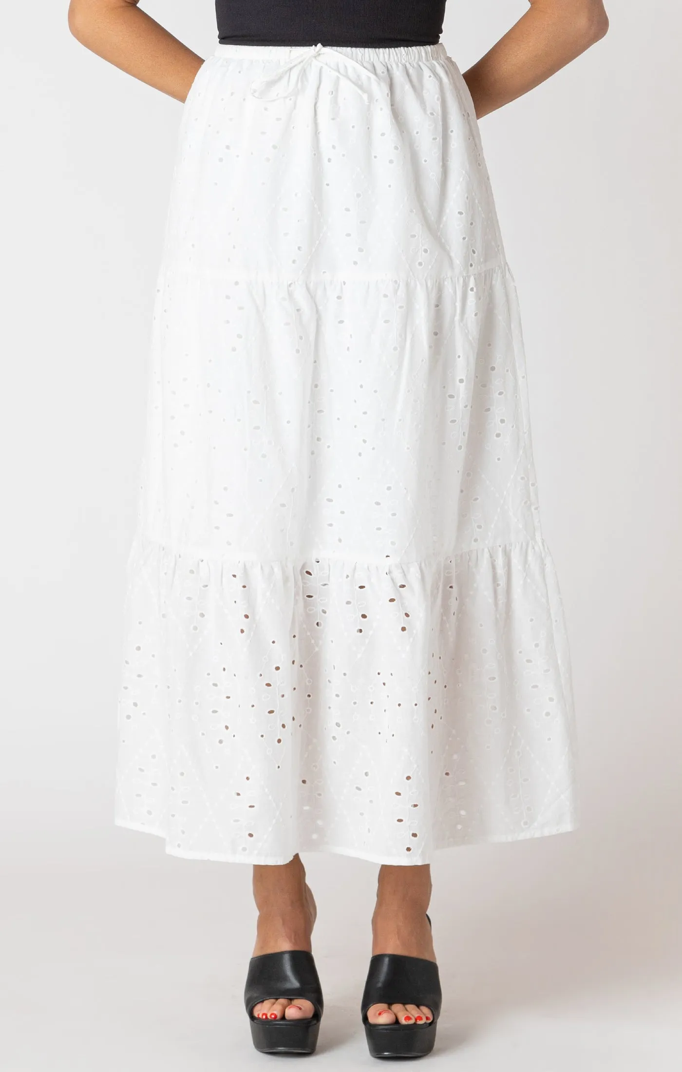 Skirt -  Room 34 (Dex) Embroidered Eyelet Maxi Skirt