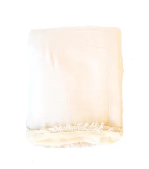 Solid Fleece Lined Throw - Ecru / White