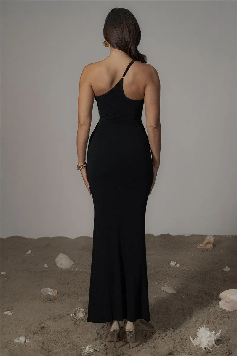 Sophie Patchwork One Shoulder Sexy Maxi Dress