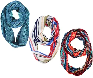 Teal, Striped, Multi Womens Fashion Bohemian Sheer Infinity scarves Circle Scarf Loops