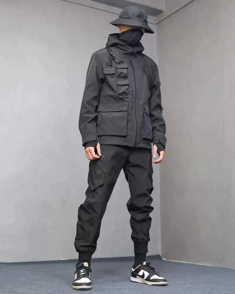 Techwear Airborne Multi-Pocket Black Cargo Pants