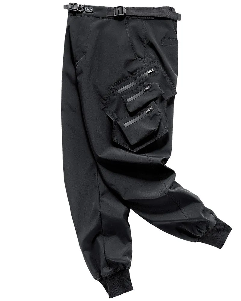 Techwear Airborne Multi-Pocket Black Cargo Pants