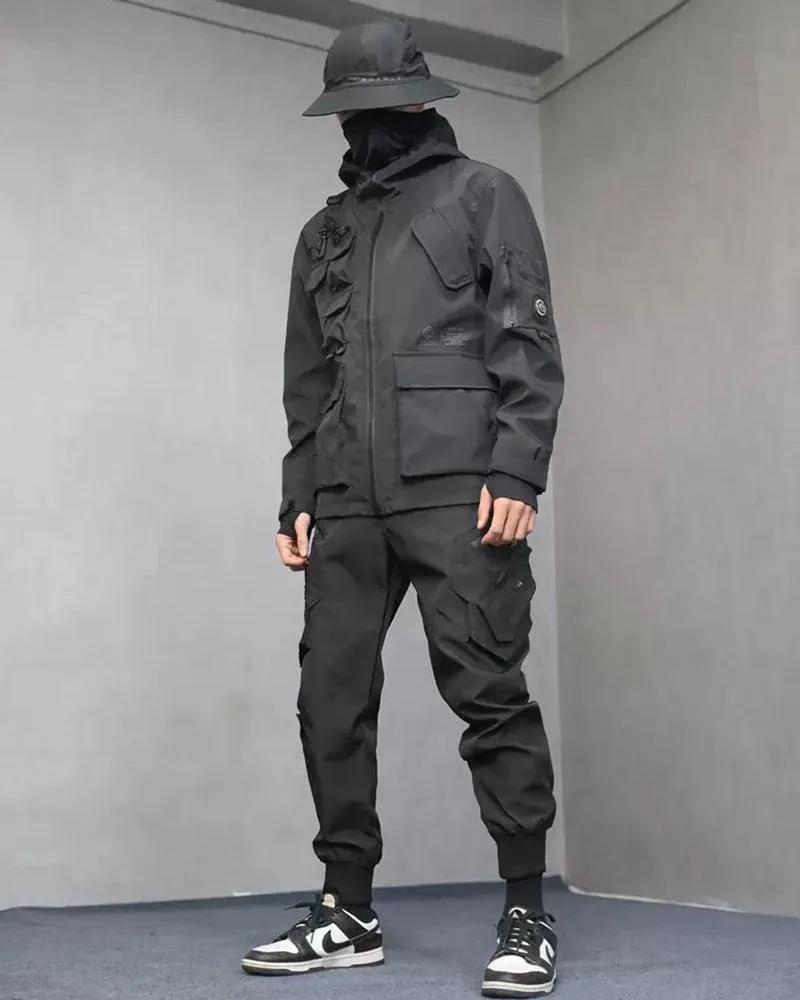 Techwear Airborne Multi-Pocket Black Cargo Pants