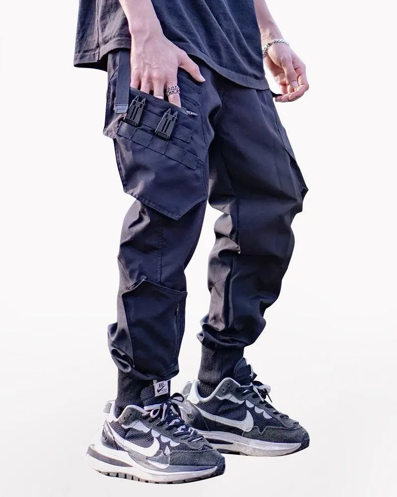 Techwear Airborne Multi-Pocket Black Cargo Pants