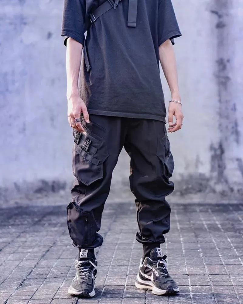 Techwear Airborne Multi-Pocket Black Cargo Pants