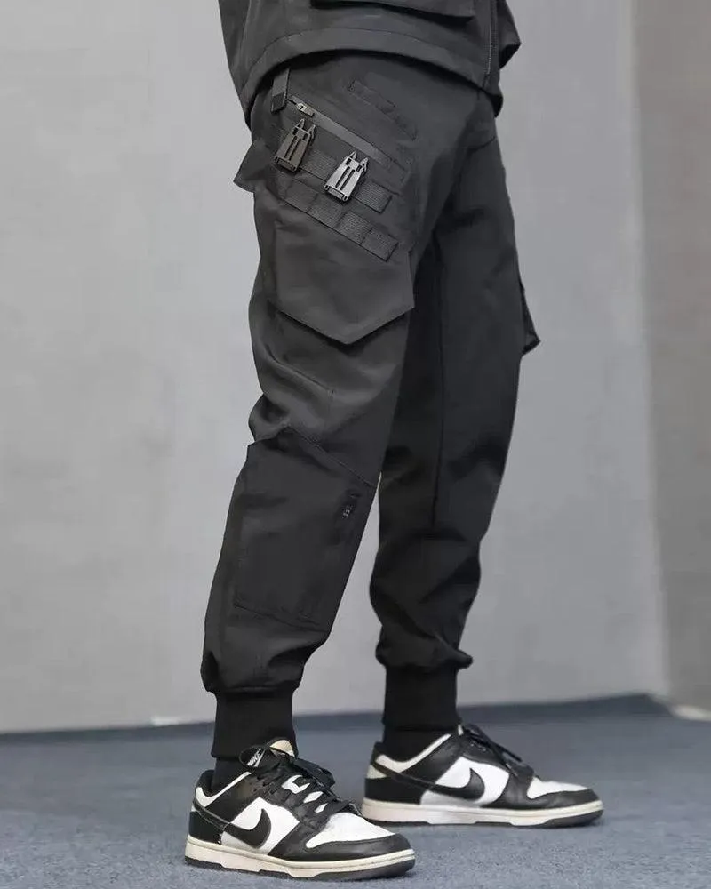 Techwear Airborne Multi-Pocket Black Cargo Pants