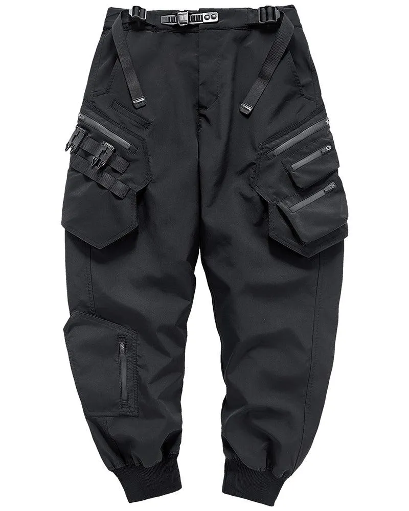 Techwear Airborne Multi-Pocket Black Cargo Pants