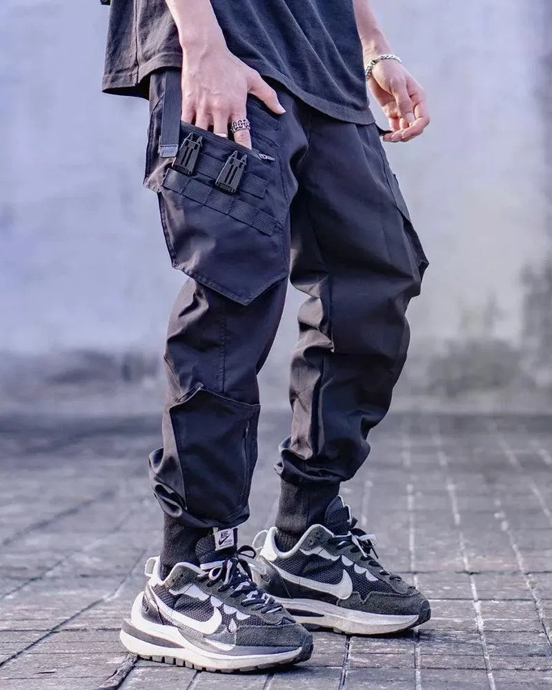 Techwear Airborne Multi-Pocket Black Cargo Pants