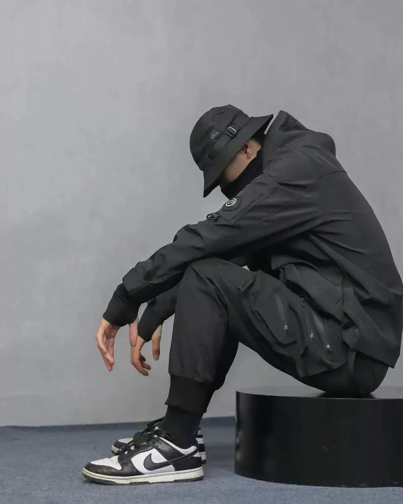 Techwear Airborne Multi-Pocket Black Cargo Pants