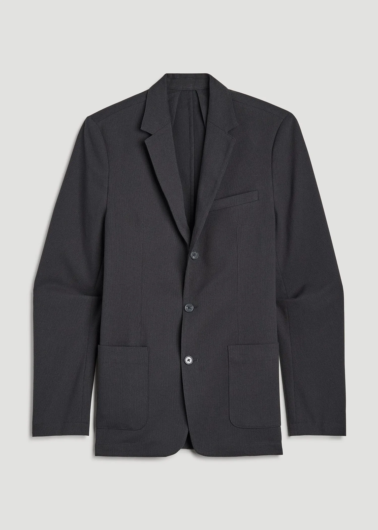 Textured Garment Washed Stretch Cotton Tall Blazer in Iron Grey