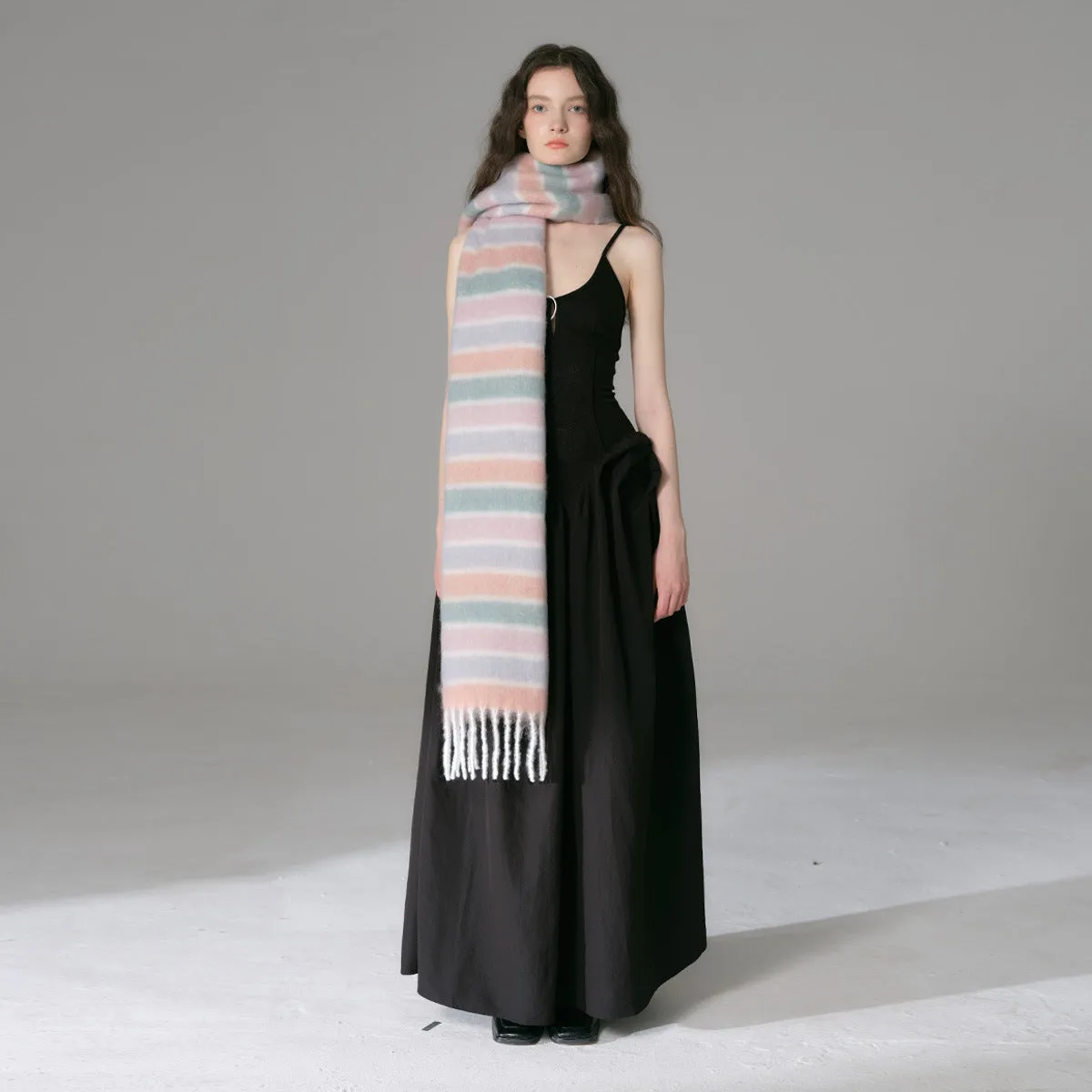 TLQHZZ-082 color stripe winter scarf