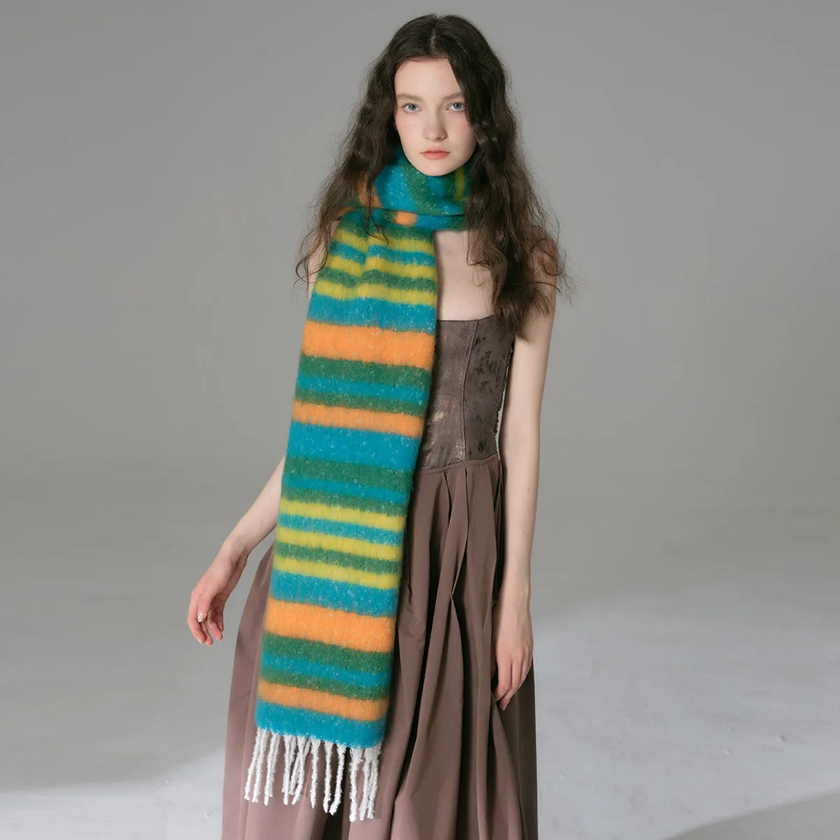 TLQHZZ-082 color stripe winter scarf