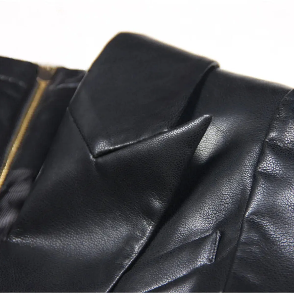 Trend4us Luxe Double-Breasted Faux Leather Blazer Dress