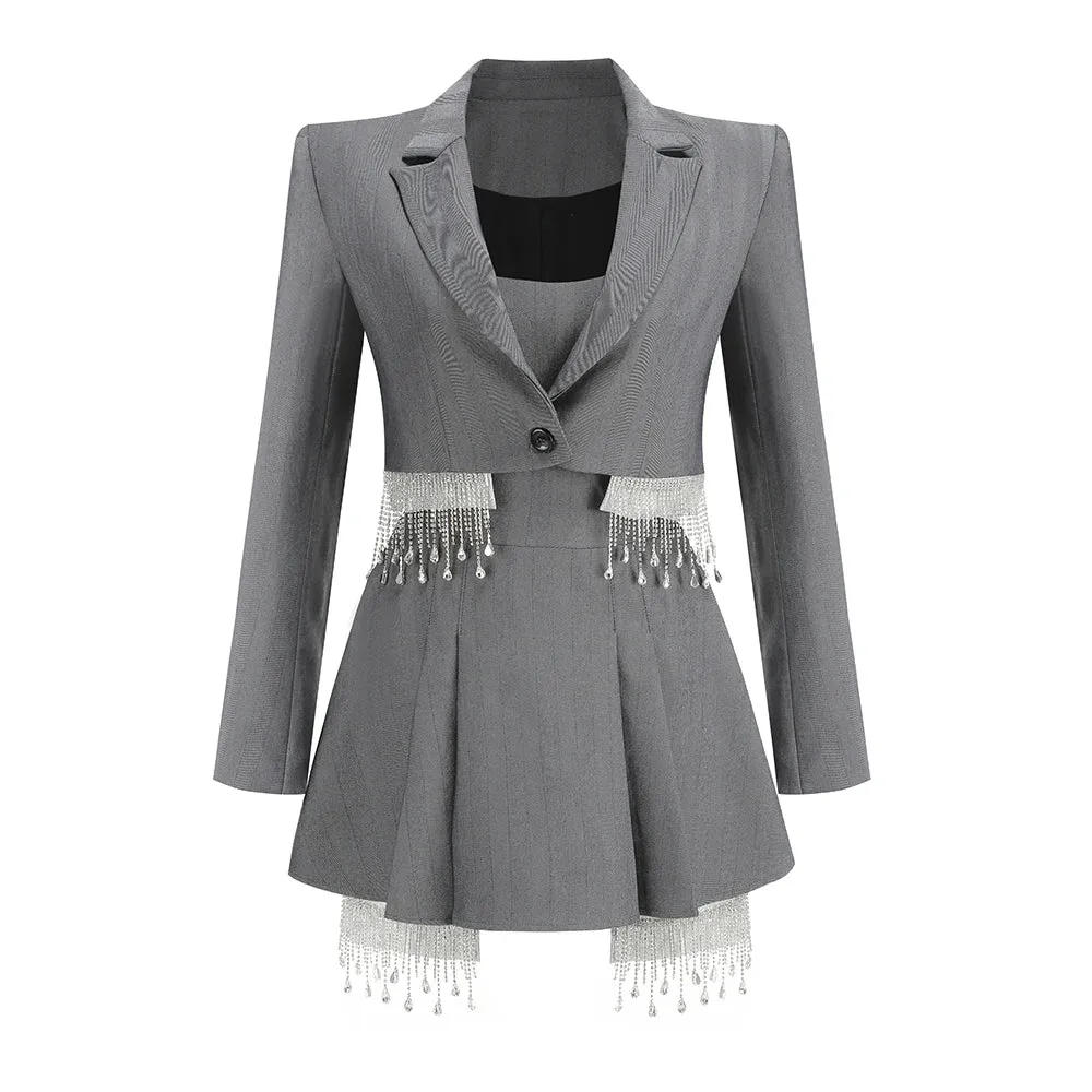 Trend4us Women's Chic Blazer Mini Dress Set