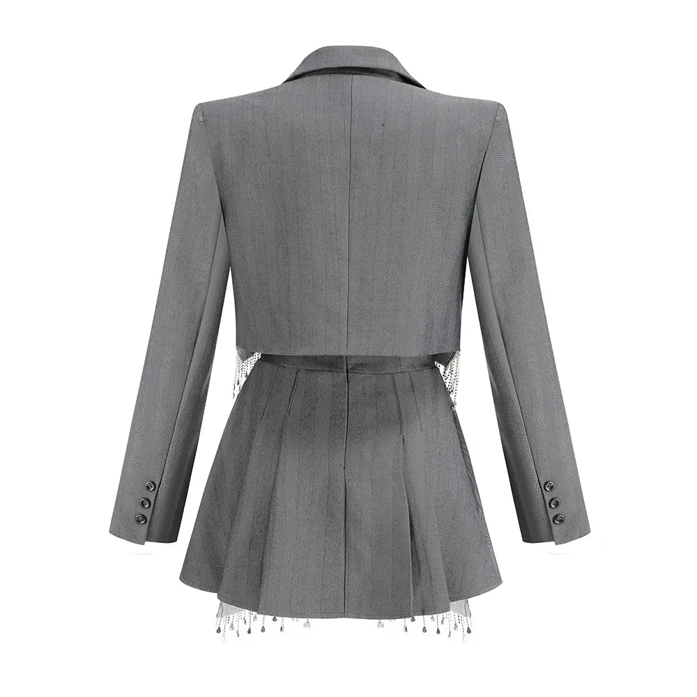 Trend4us Women's Chic Blazer Mini Dress Set