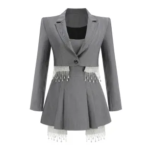 Trend4us Women's Chic Blazer Mini Dress Set