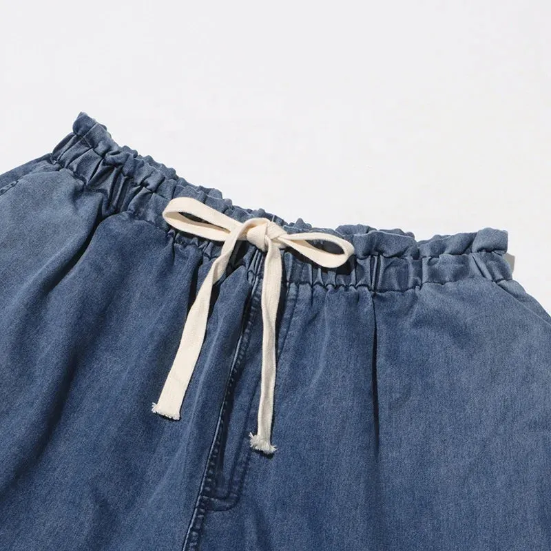 Trend4us Women's Oversized Drawstring Cargo Denim Pants