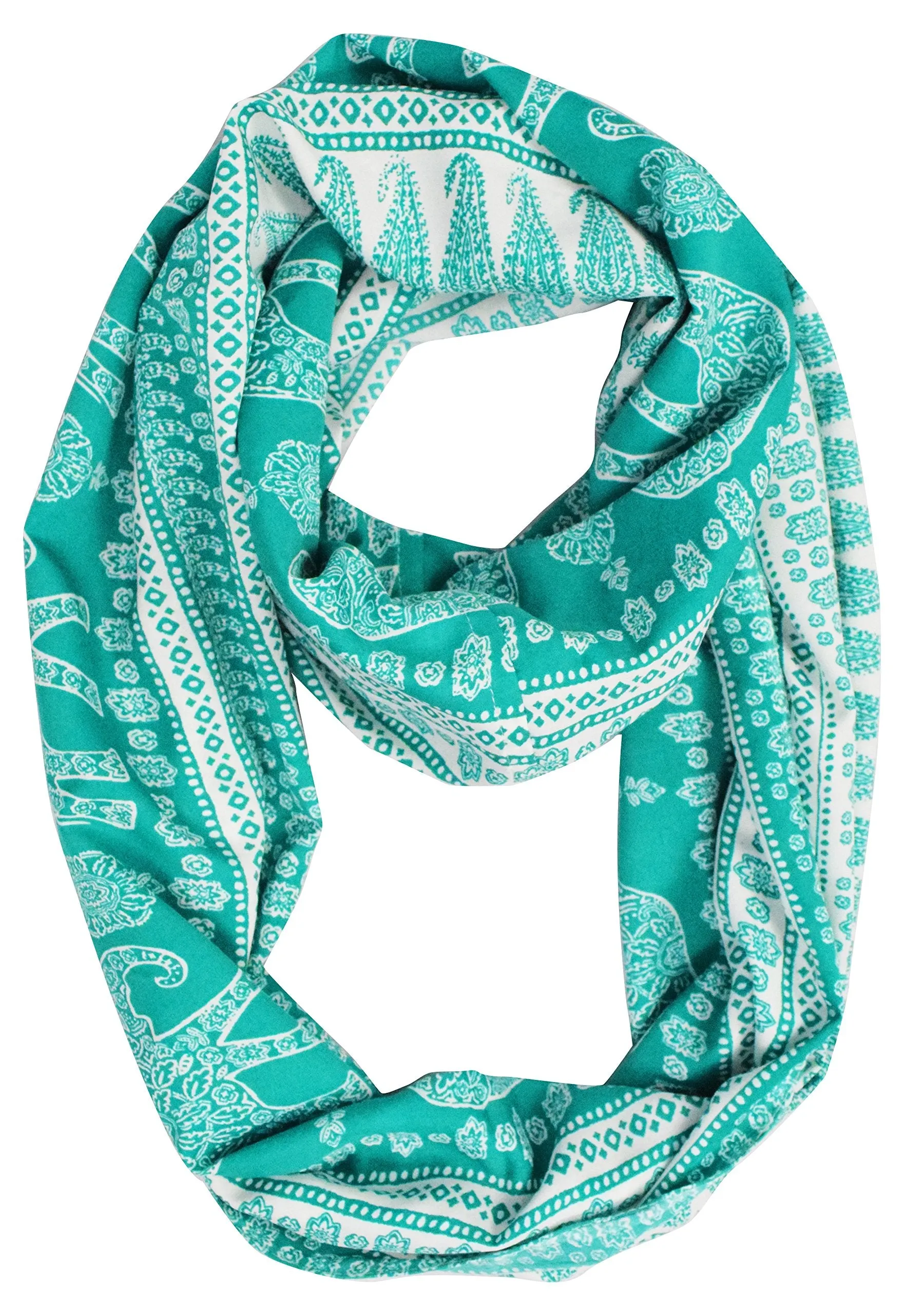 Tribal Paisley Floral Elephant Animal Print Infinity Loop Scarf