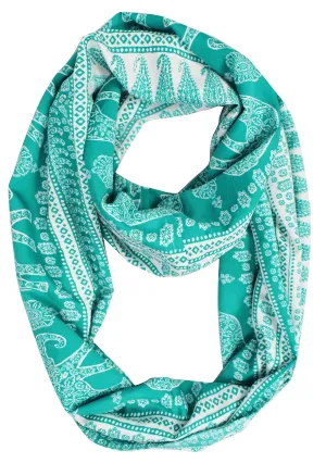 Tribal Paisley Floral Elephant Animal Print Infinity Loop Scarf