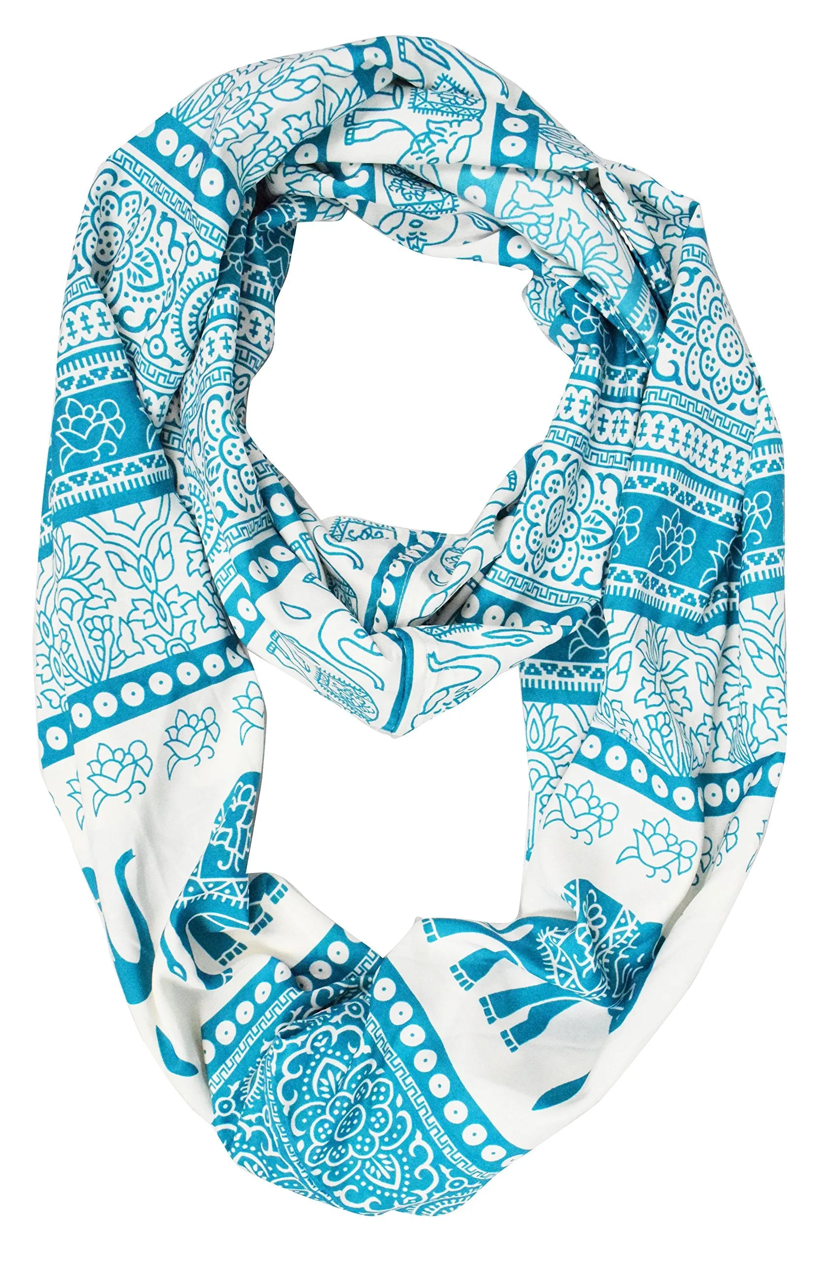 Tribal Paisley Floral Elephant Animal Print Infinity Loop Scarf