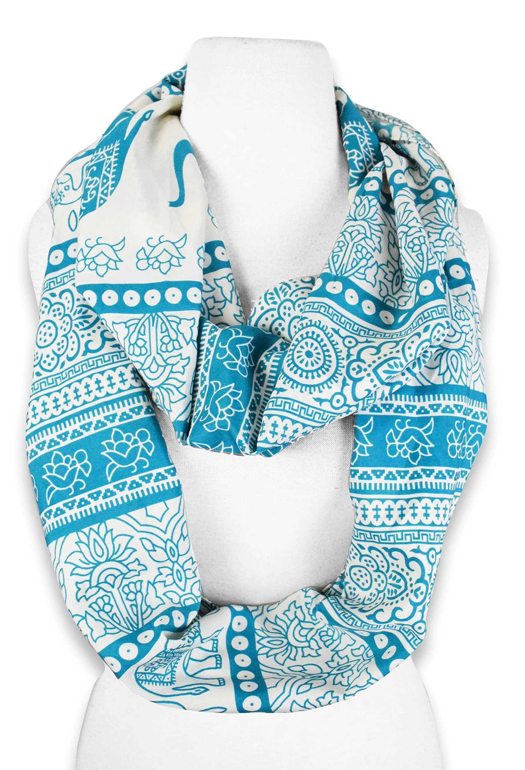Tribal Paisley Floral Elephant Animal Print Infinity Loop Scarf