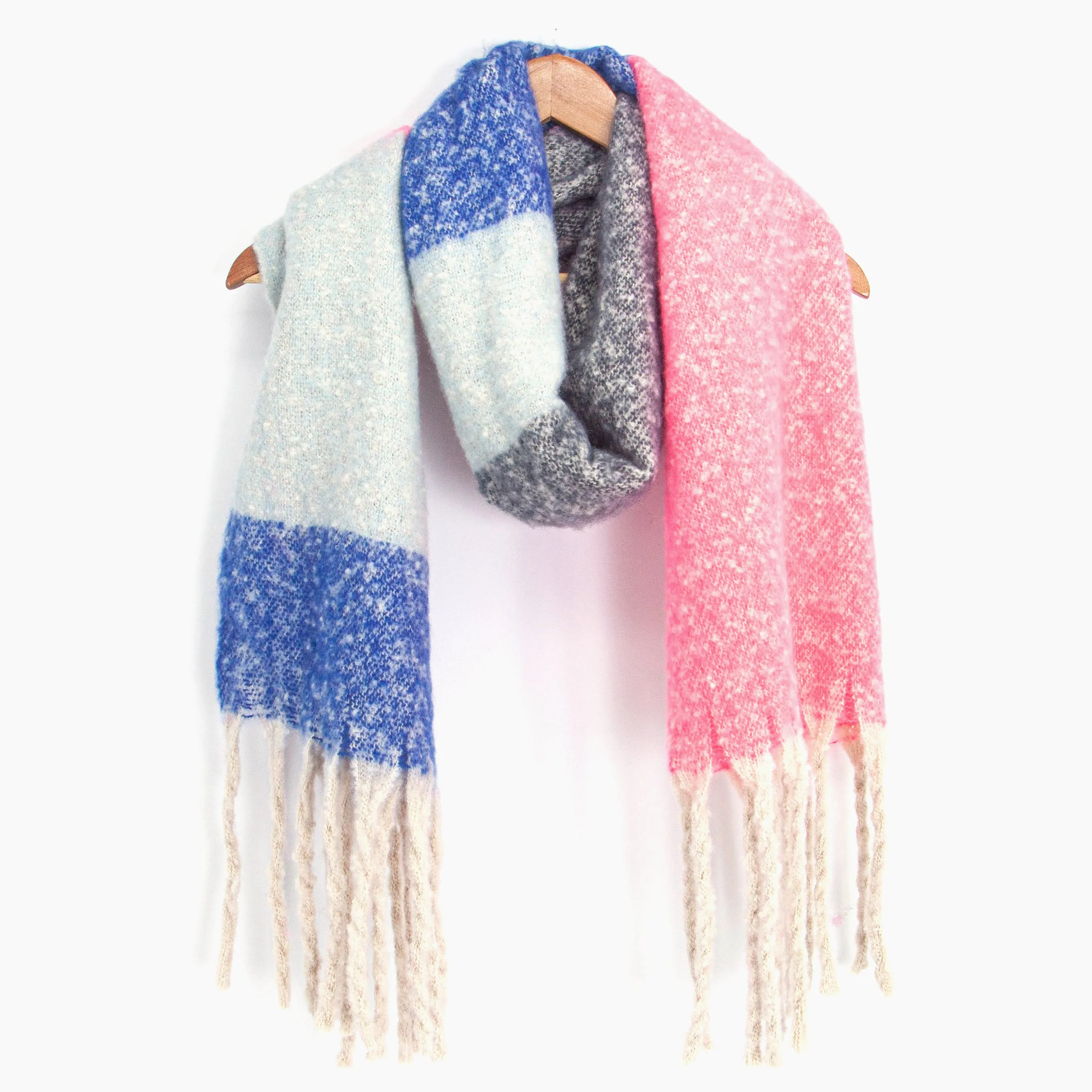 Vivian Heavyweight Scarf - Pink/Grey, Colour Block