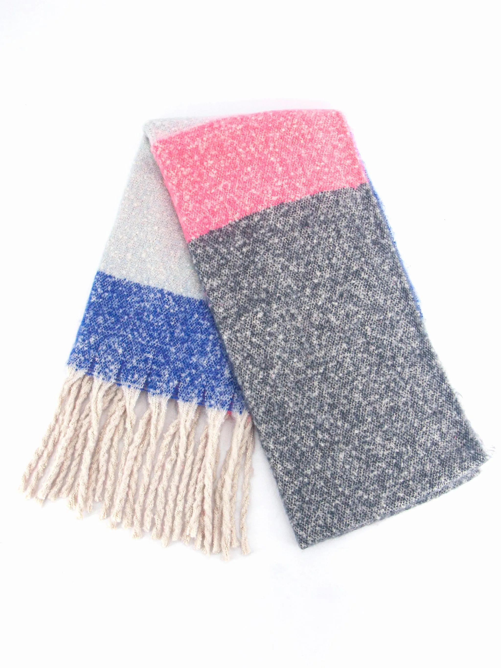 Vivian Heavyweight Scarf - Pink/Grey, Colour Block