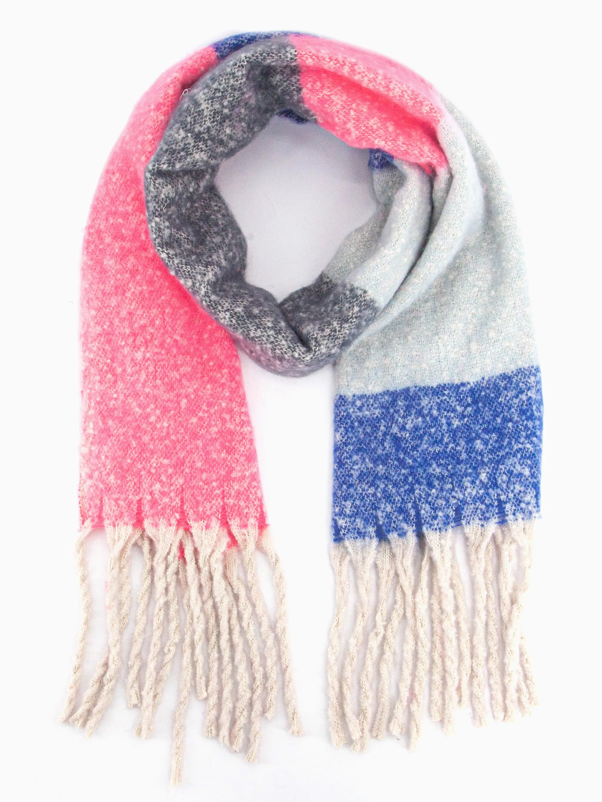 Vivian Heavyweight Scarf - Pink/Grey, Colour Block