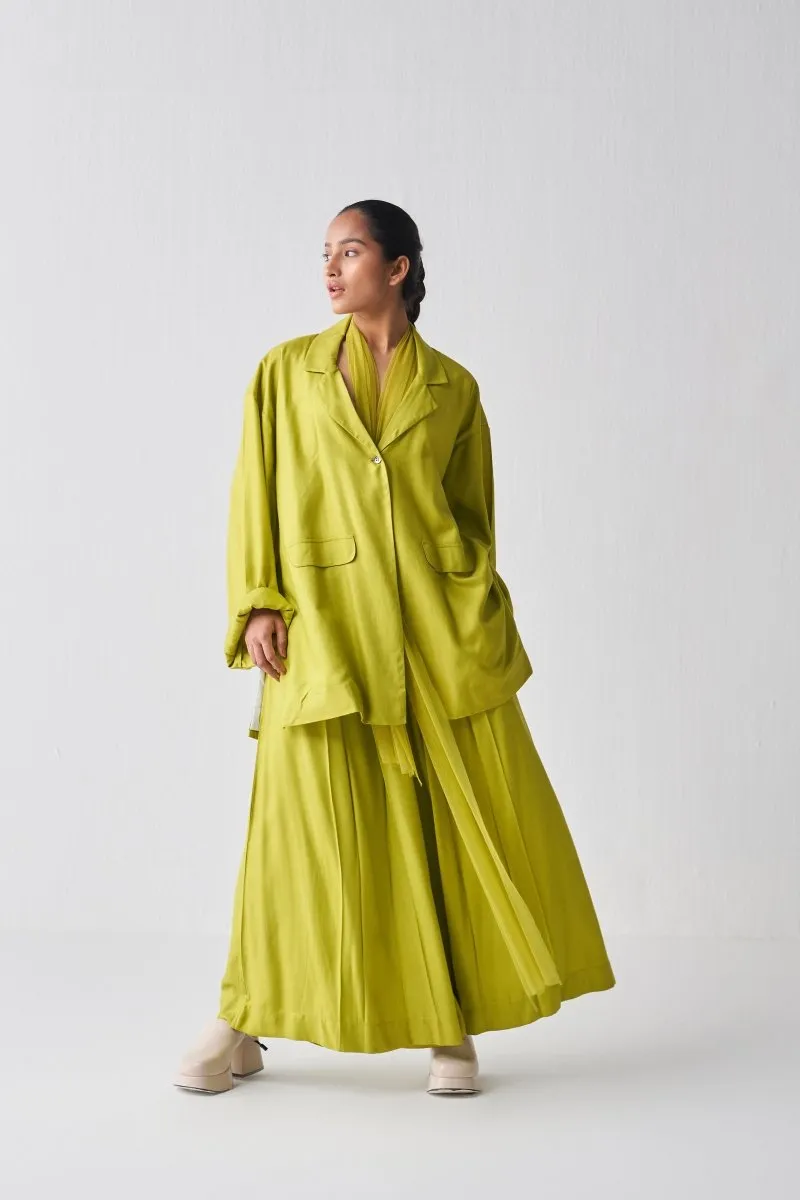 Wide Sleeve Jacket Co ord - Lime