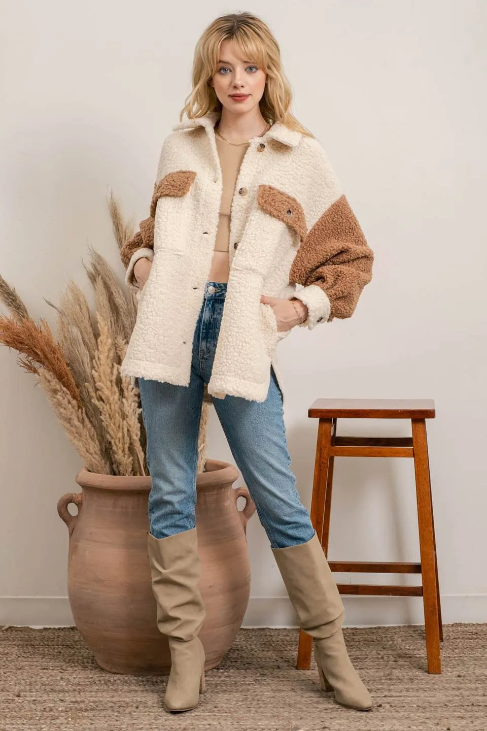 Wild And Woolly Shacket - Cream
