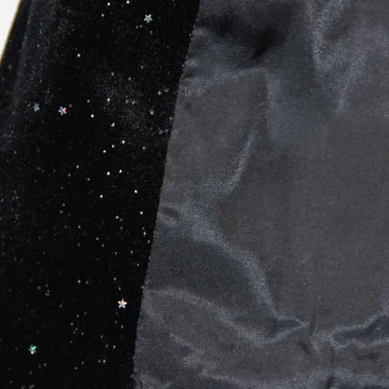 Women's Double Breasted Blazer Gold Buttons Autumn Winter Black Velvet Jacket