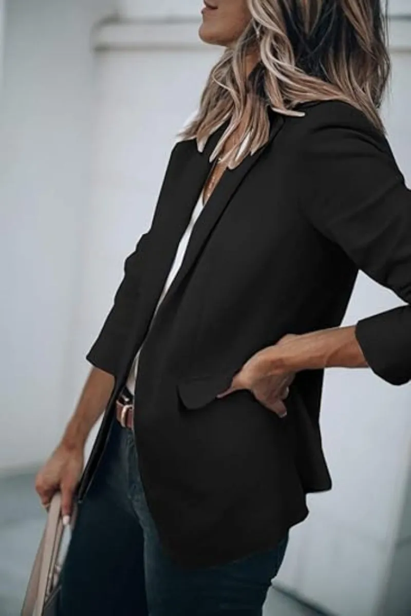 Women's Elegant Open Front Blazer with Pockets | Ideal for All Seasons