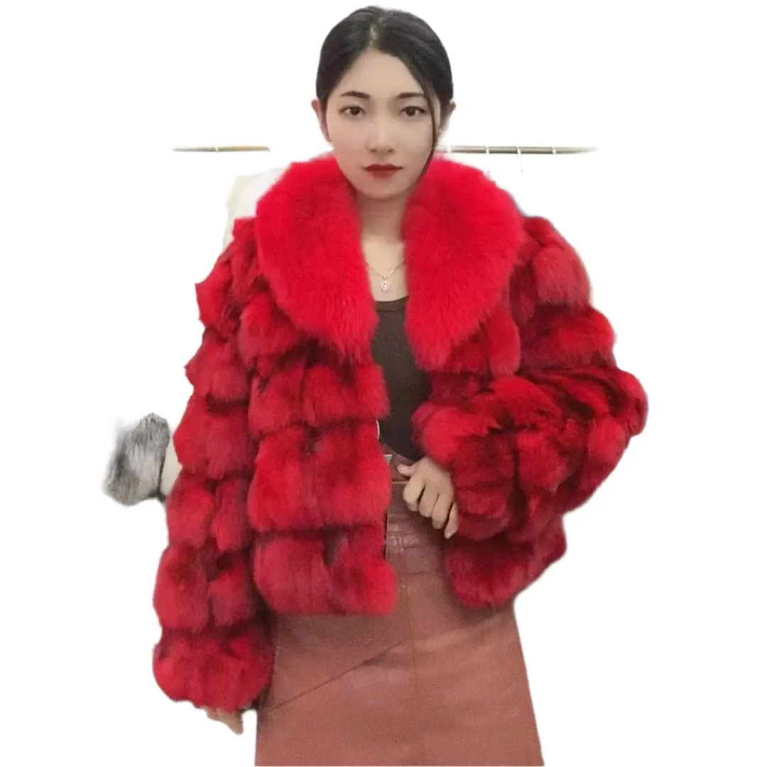 Women's Genuine Fox Fur Coat – Thick, Warm, Short-Style Natural Fox Fur Winter Jacket