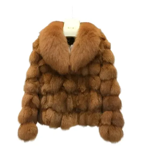 Women's Genuine Fox Fur Coat – Thick, Warm, Short-Style Natural Fox Fur Winter Jacket