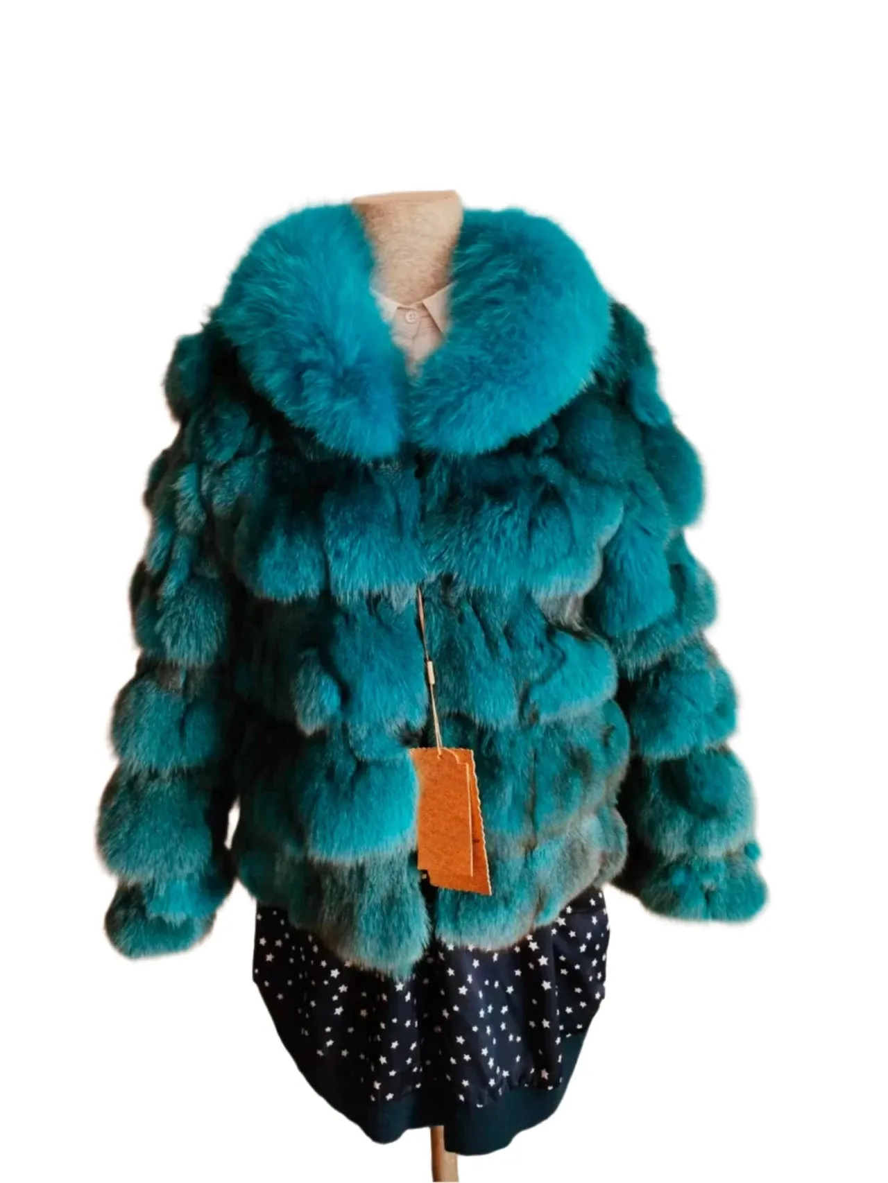 Women's Genuine Fox Fur Coat – Thick, Warm, Short-Style Natural Fox Fur Winter Jacket