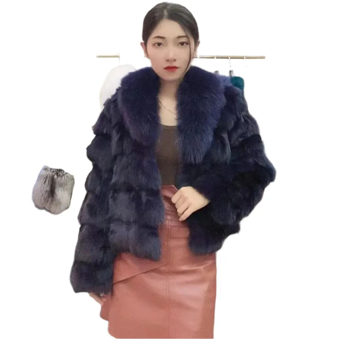 Women's Genuine Fox Fur Coat – Thick, Warm, Short-Style Natural Fox Fur Winter Jacket