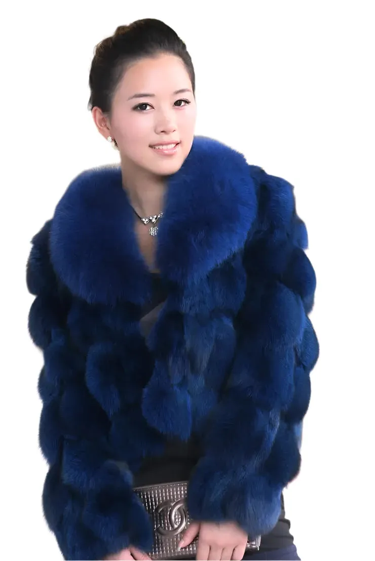 Women's Genuine Fox Fur Coat – Thick, Warm, Short-Style Natural Fox Fur Winter Jacket