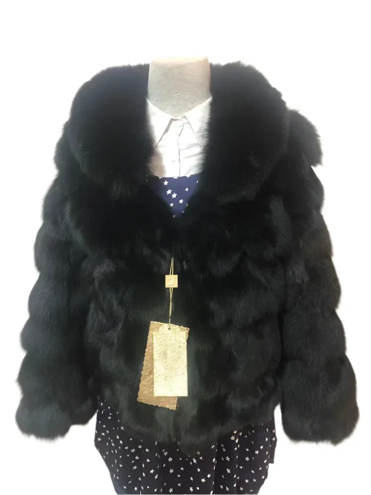 Women's Genuine Fox Fur Coat – Thick, Warm, Short-Style Natural Fox Fur Winter Jacket