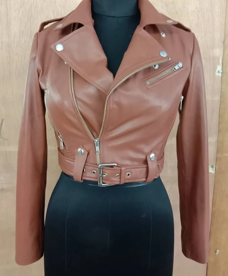 Women's Irish Crop Top Leather Jacket