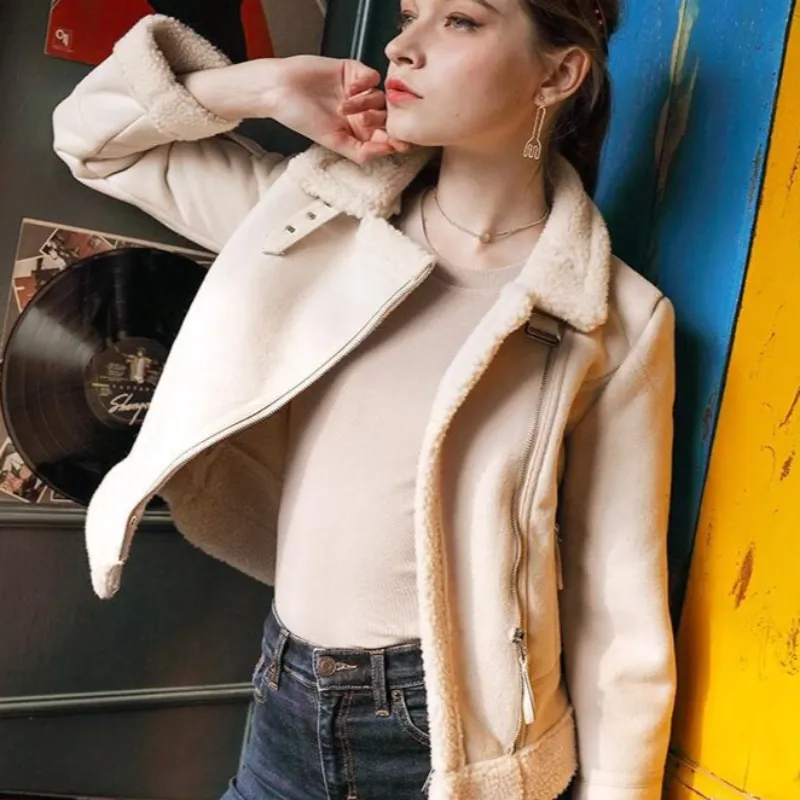 Women's Winter Warm Faux Sheepskin Coat With Fur
