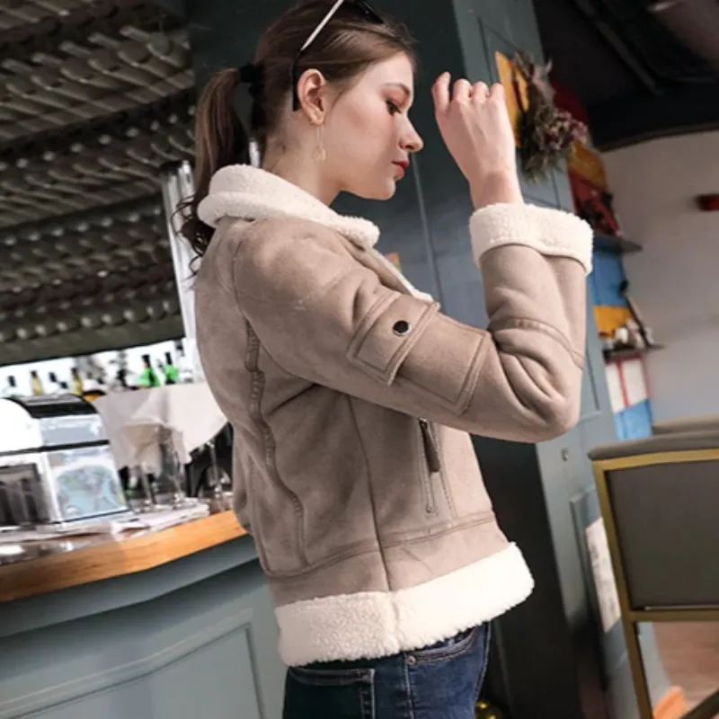 Women's Winter Warm Faux Sheepskin Coat With Fur