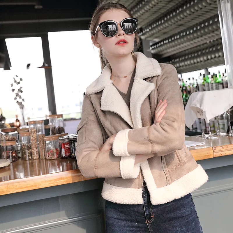 Women's Winter Warm Faux Sheepskin Coat With Fur