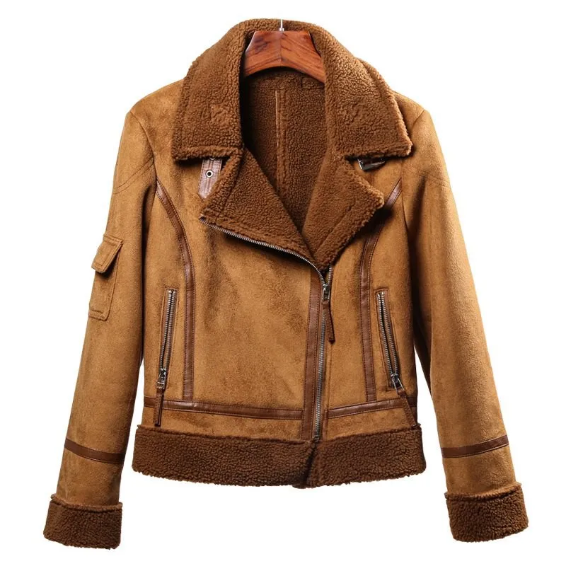 Women's Winter Warm Faux Sheepskin Coat With Fur